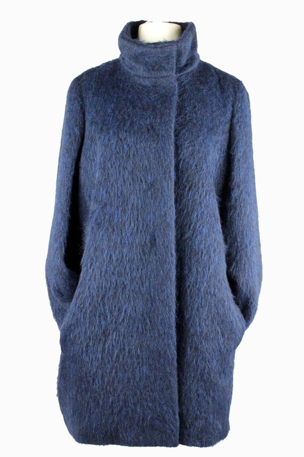 Oversize Mantel mit Alpaka / Wolle - blau