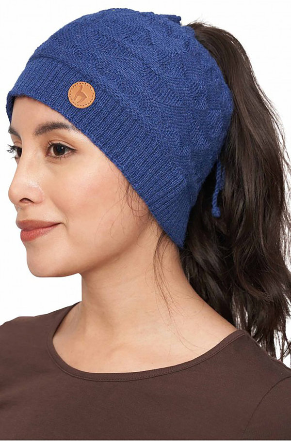 Stirnband-Mütze blau