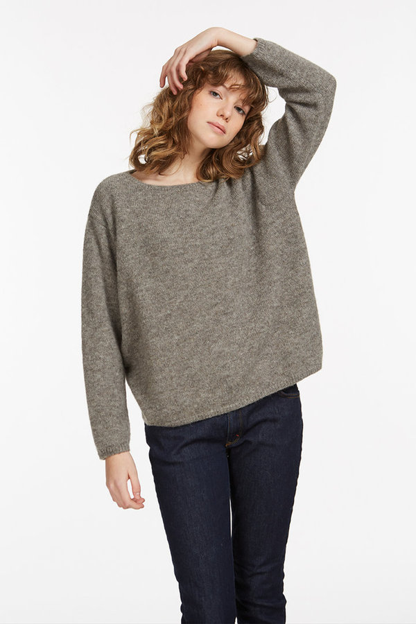 Alpaka-Woll-Pullover - oversized - grau