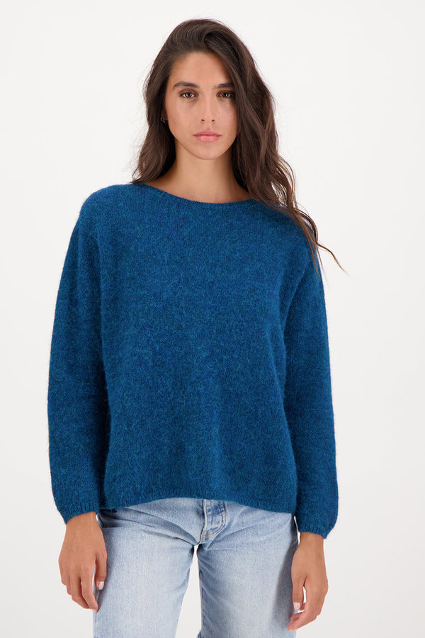 Alpaka-Woll-Pullover - oversized - blau